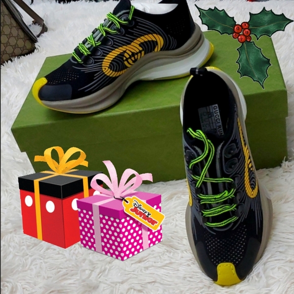 Gucci Run Sneakers GG Technical Fabric Black, Yellow - Picture 1 of 6